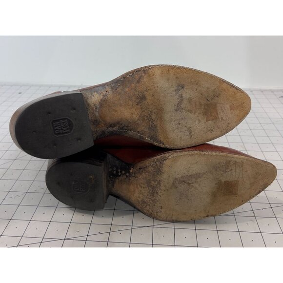 Vintage Dan Post Western Cowboy Boots Leather Sole Men's Size 8 Brown & Tan - Picture 6 of 14